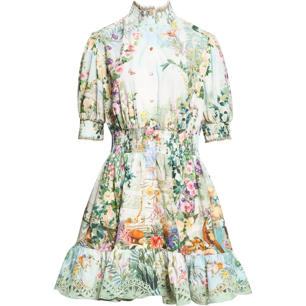 Camilla Camilla Shirred Organic Cotton Minidress