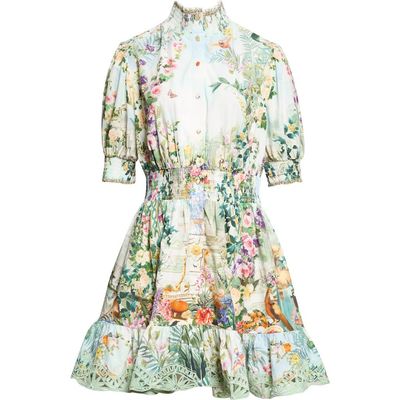 Camilla Camilla Shirred Organic Cotton Minidress