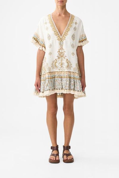 Camilla Camilla Short V Neck Embroidered Dress Ottoman Dynasty 
