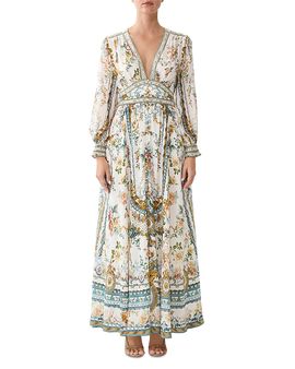Camilla Camilla Silk Button Front Shaped Waist Maxi Dress