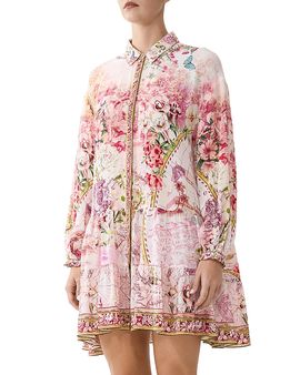 Camilla Camilla Silk Drop Waist Mini Shirtdress