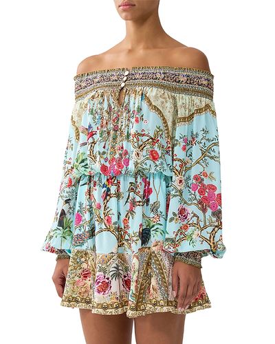 Camilla - Silk Off The Shoulder Mini Dress