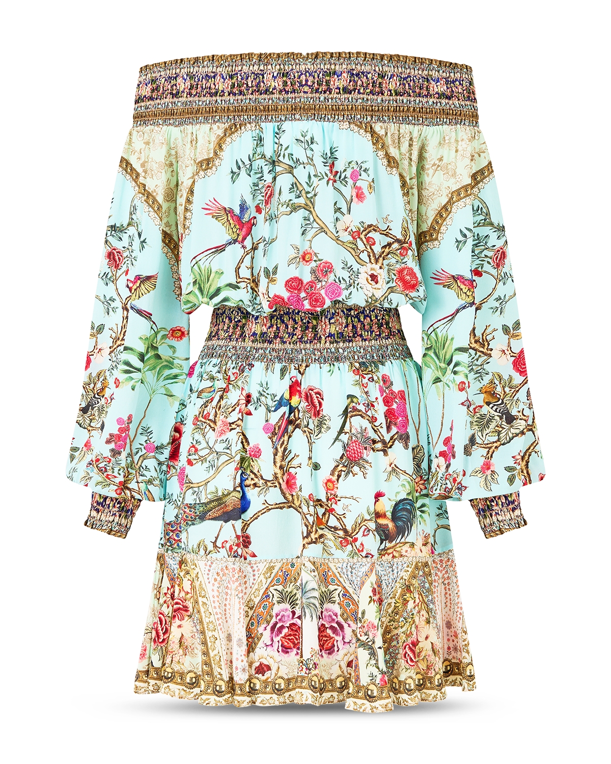camilla off shoulder short dress Jungle Flight Off Shoulder Short Dress