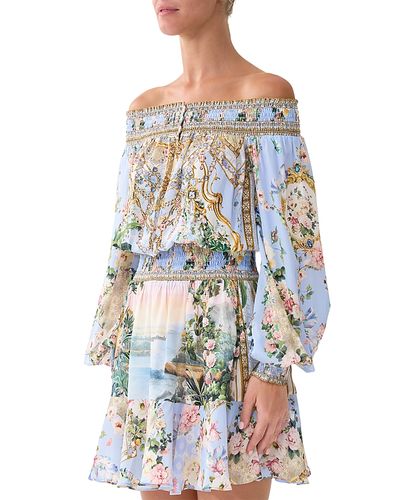 Camilla Camilla Silk Printed Off-the-Shoulder Dress