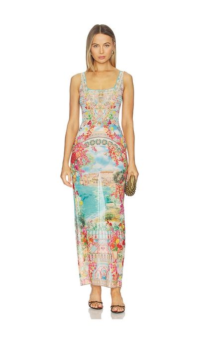 Camilla Camilla Square Neck Beach Maxi Dress With Low Back
