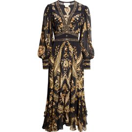 Camilla Camilla Taurus Rising Long Sleeve Silk Maxi Dress 