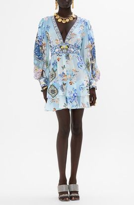 Camilla Camilla The Al Manial Palace Memoirs Long Sleeve Silk Minidress 