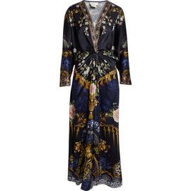 Camilla - Long Wrap Dress with Frill Dragon Mother XS