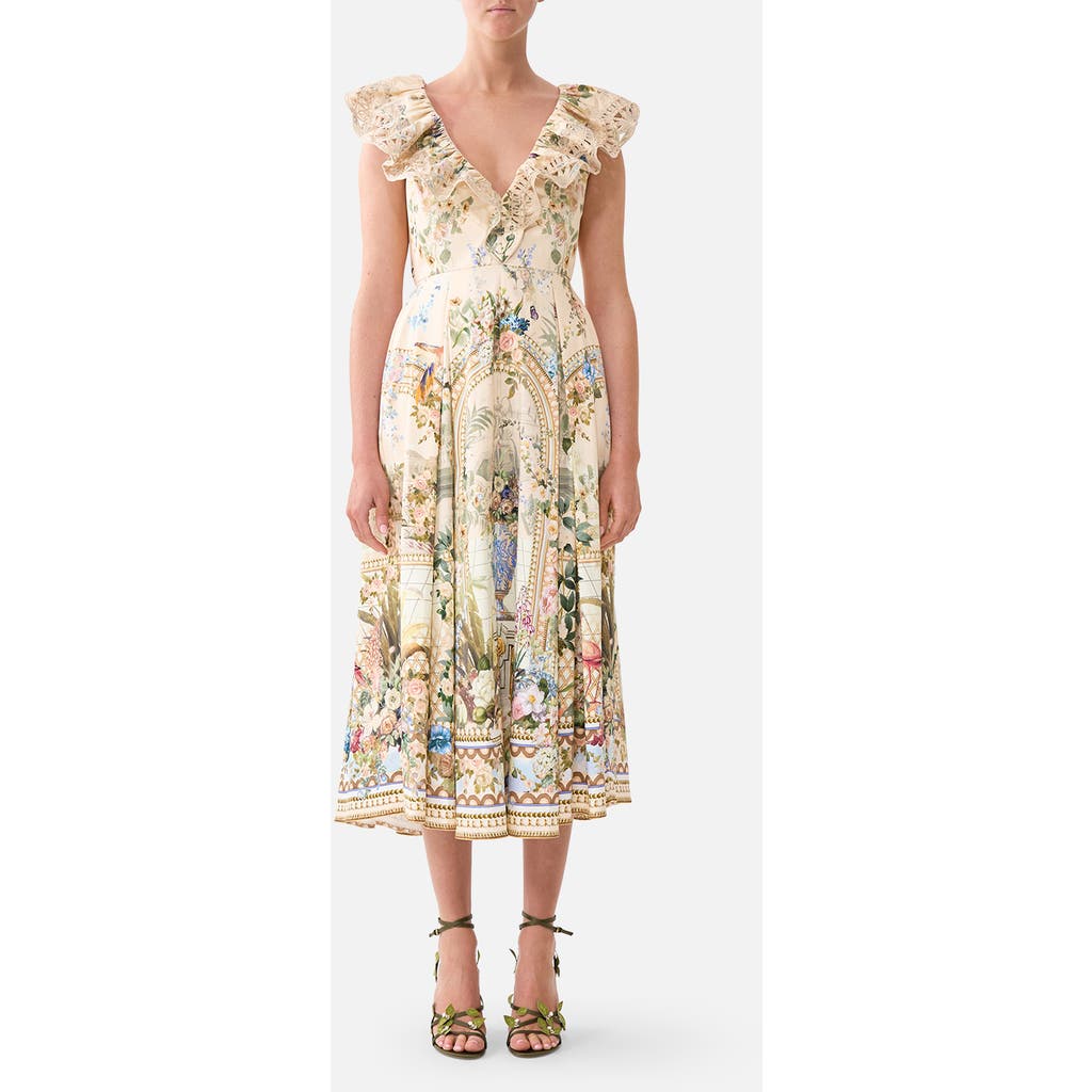 Camilla Camilla V Neck Frill Midi Dress