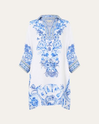 Camilla Ceramic Panoramic Wide Body Collared Kaftan Coverup