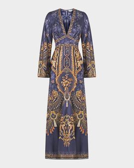 Camilla Cloaked in Baroque V-Neck Maxi Dress