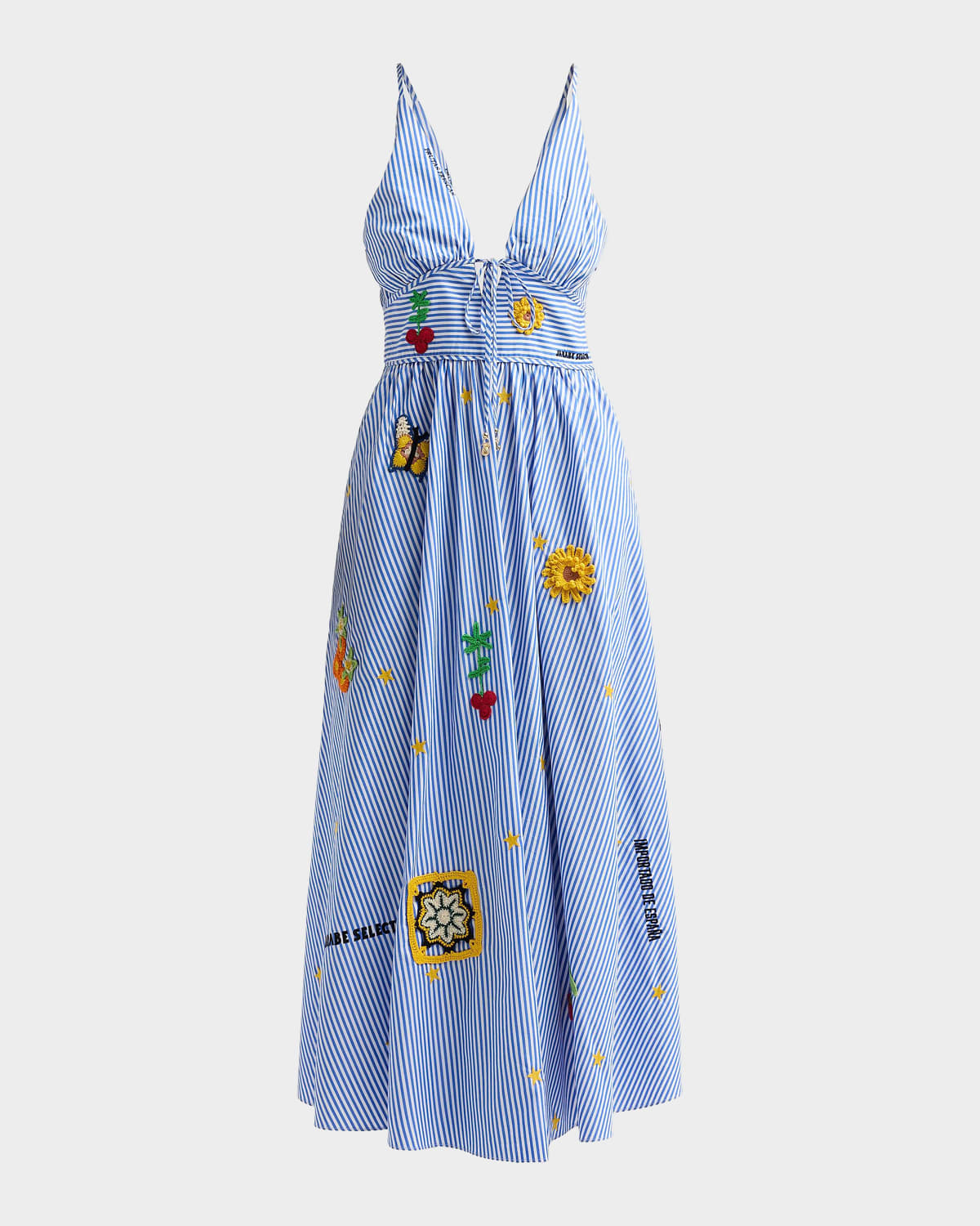 Camilla Crochet Appliqué Striped Cotton Midi Dress