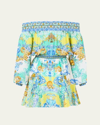 Camilla Dial Up The Tiles Off-Shoulder Mini Dress