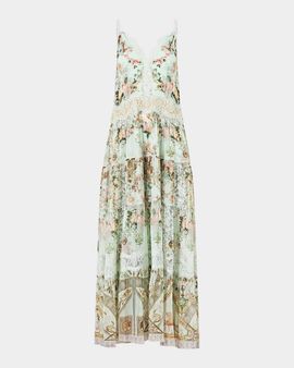 Camilla Floral Silk Trapeze Tiered Dress