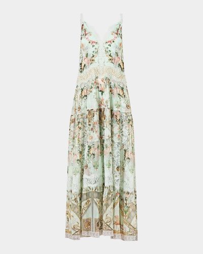 Camilla Floral Silk Trapeze Tiered Dress