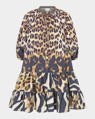 Camilla Leotigra Land Puff Sleeve Mini Shirtdress