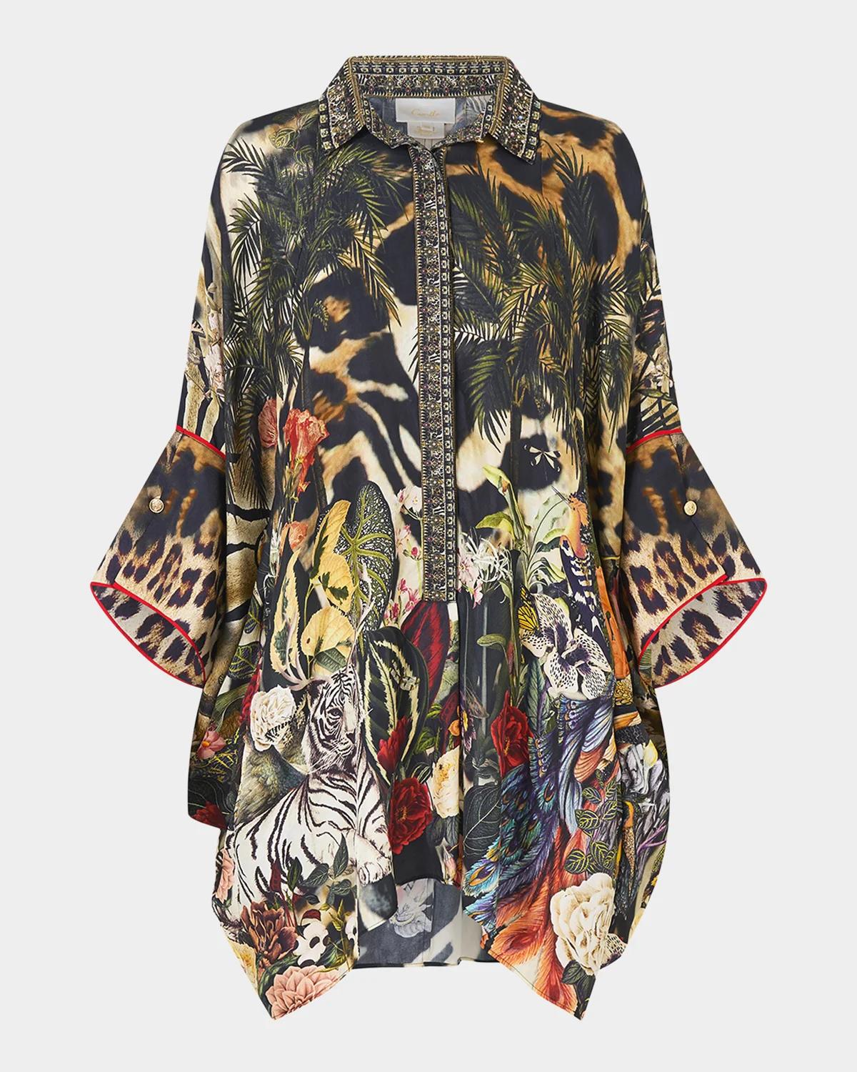 Camilla Leotigra Land Silk Batwing Shirt