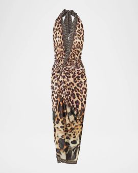 Camilla Leotigra Printed Side Twist Jersey Maxi Dress