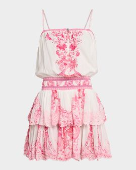 Camilla Livin La Vida Rosa Shirred Waist Mini Dress