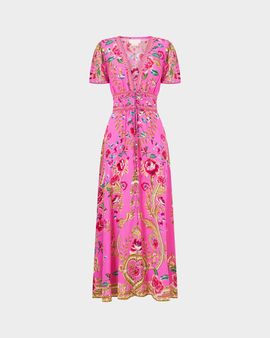 Camilla Matadora Flora V-Neck Tie-Front Midi Dress