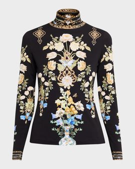 Camilla Ottoman Elegance Jersey Turtleneck Top