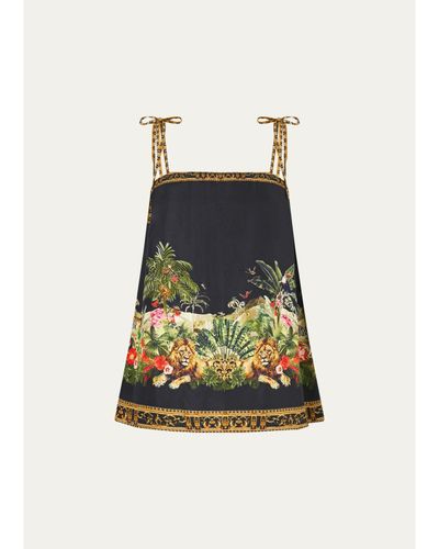 Camilla Palace Zoology Straight Scarf Silk Top