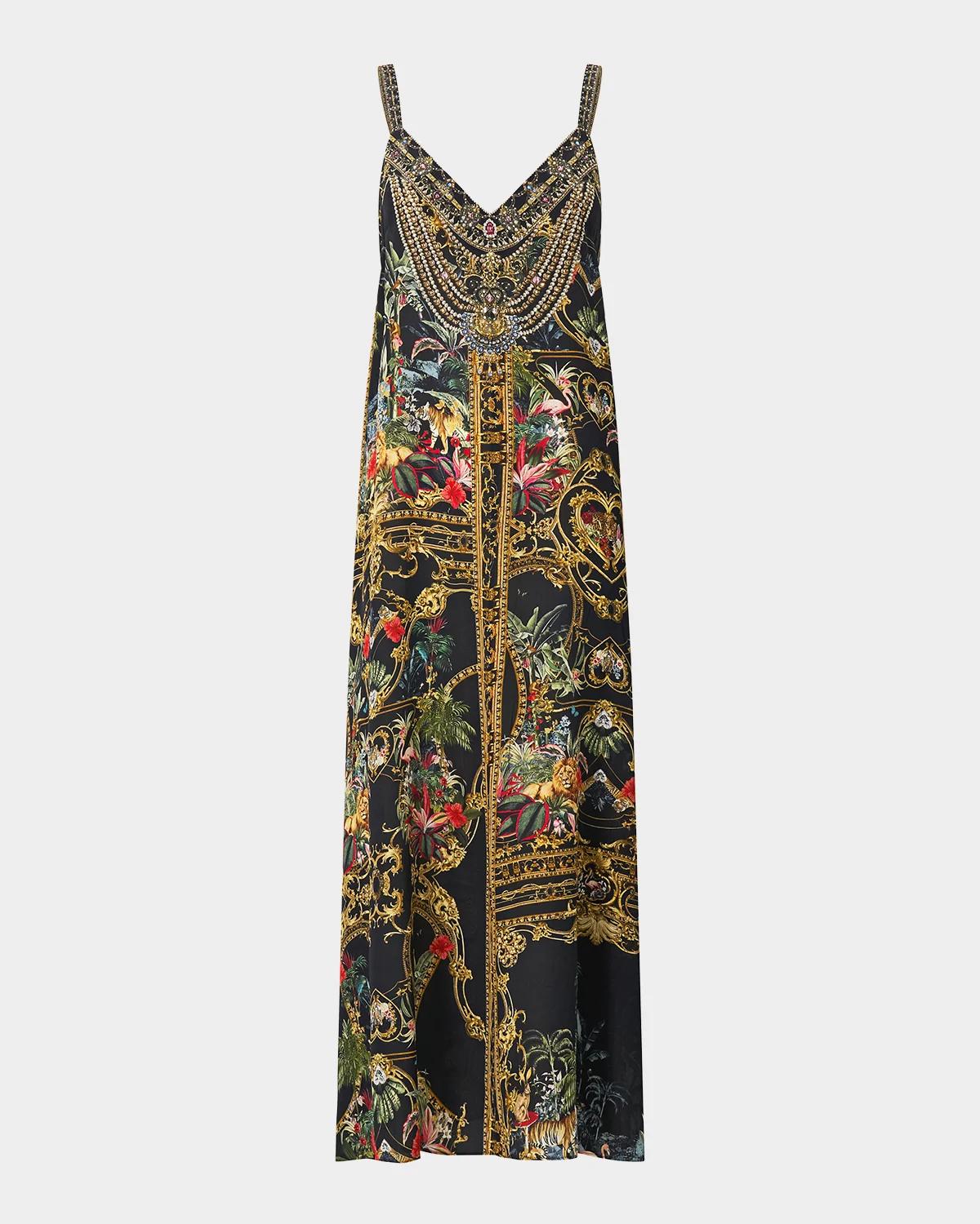 Camilla Palace Zoology V-Neck Midi Slip Dress