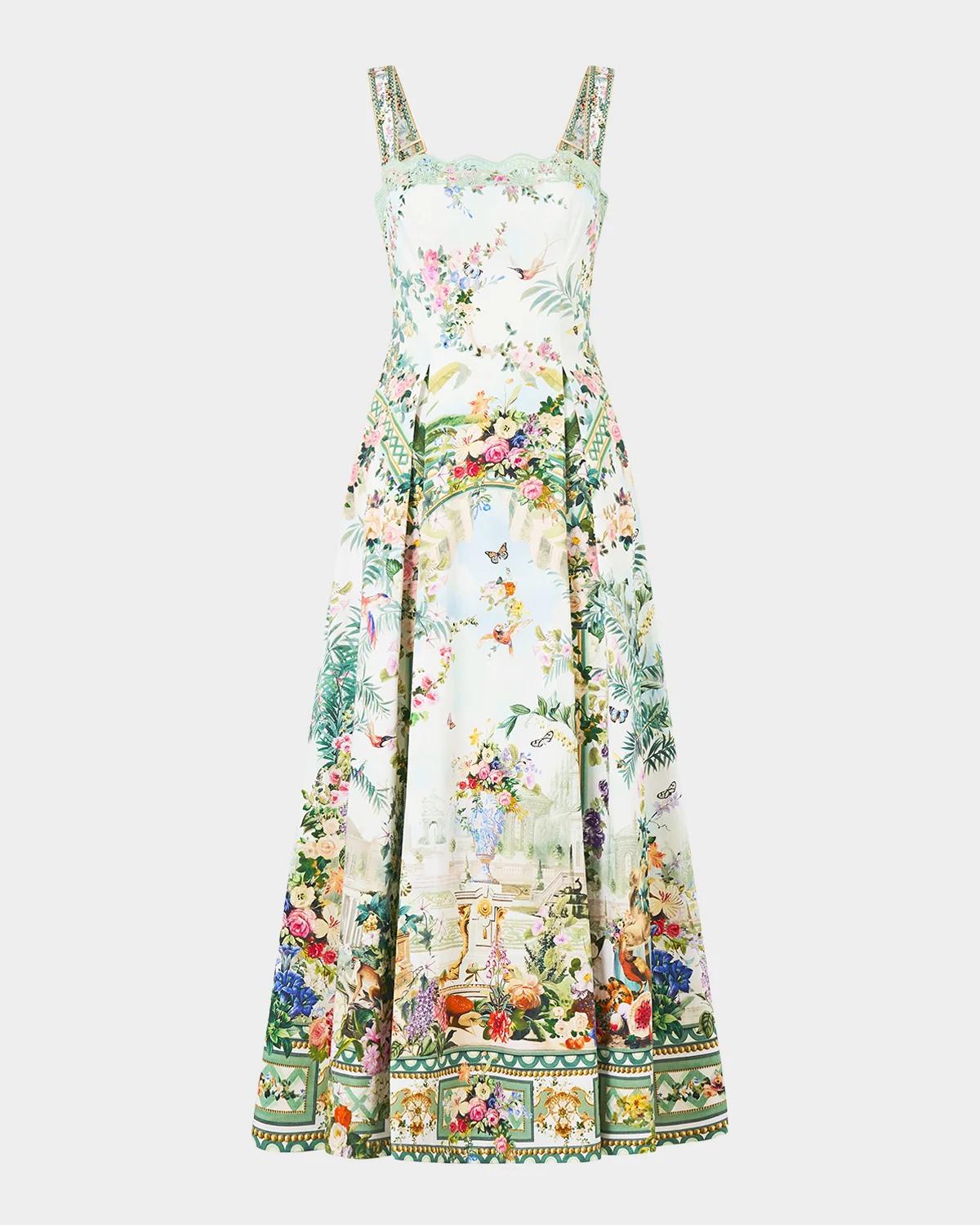 Camilla Printed A-Line Tea-Length Dress