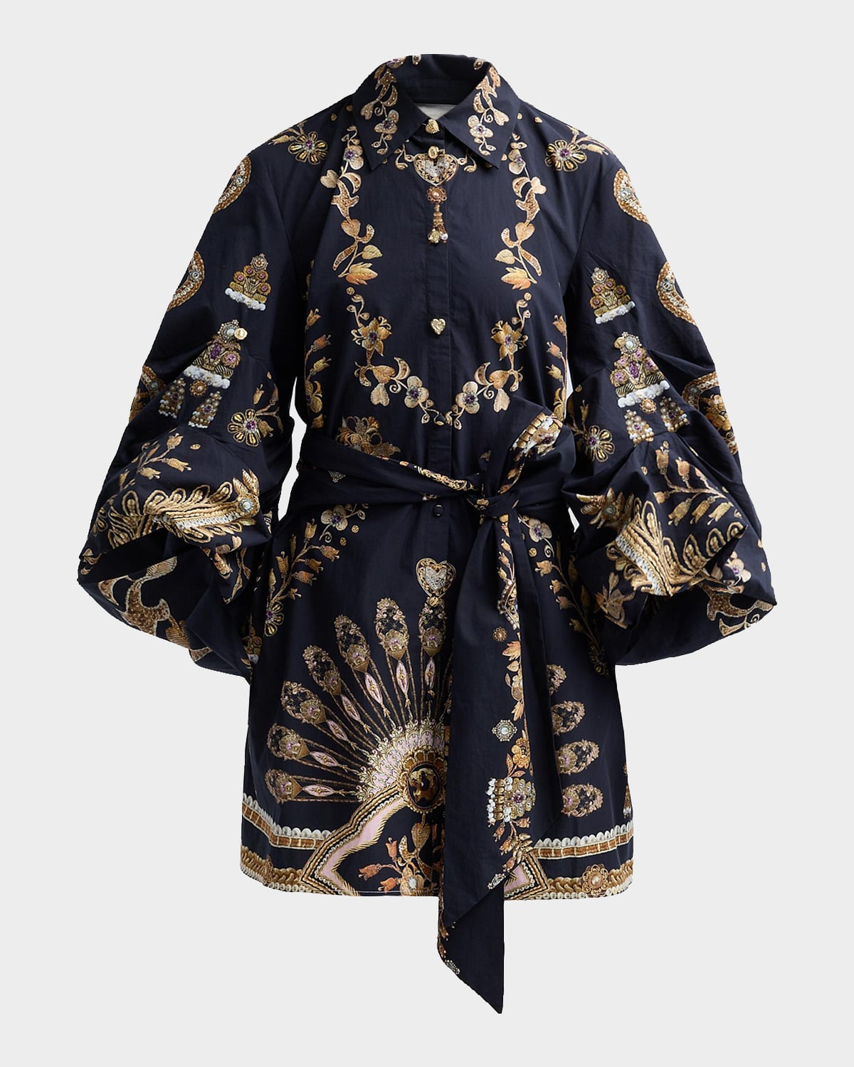 Camilla Taurus Rising Embellished Cotton Mini Shirtdress