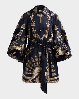 Camilla Taurus Rising Embellished Cotton Mini Shirtdress
