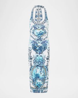 Camilla The Porcelain Parlor Print Jersey Halter Dress