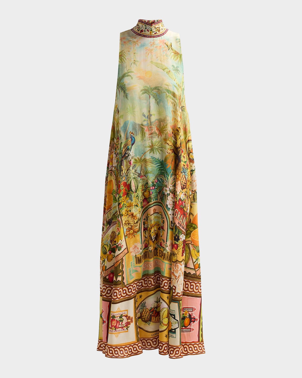 Camilla Va Va Vint Printed Silk A-Line Maxi Dress