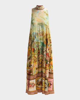 Camilla Va Va Vint Printed Silk A-Line Maxi Dress