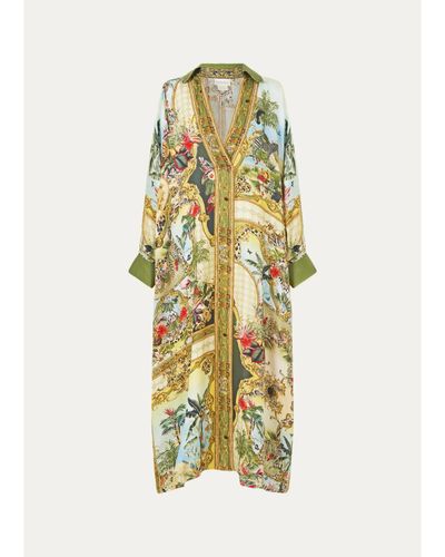Camilla Wanderlust Empire Wing Collar Silk Kaftan