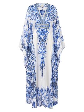 Camilla Women's Ceramic Panoramic Silk Long Caftan