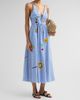Camilla Women's Crochet Appliqué Striped Cotton Midi Dress - 4