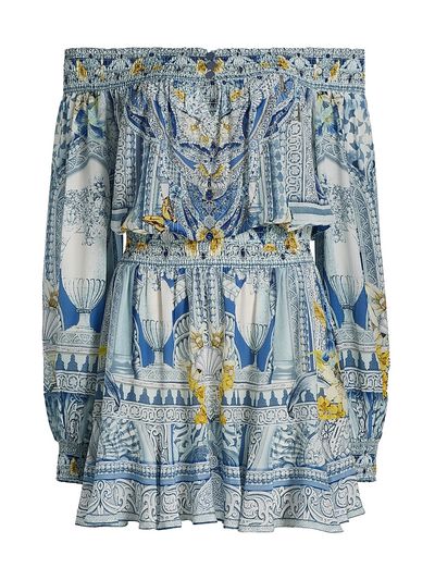 Camilla Women's De Nada Granada Embellished Silk Off-The-Shoulder Minidress