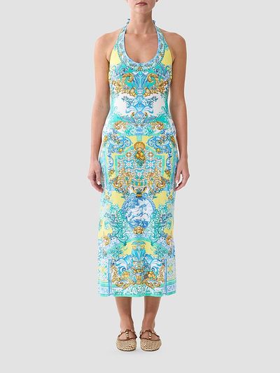 Camilla Women's Dial Up The Tiles Print Jersey Halter Midi Dress