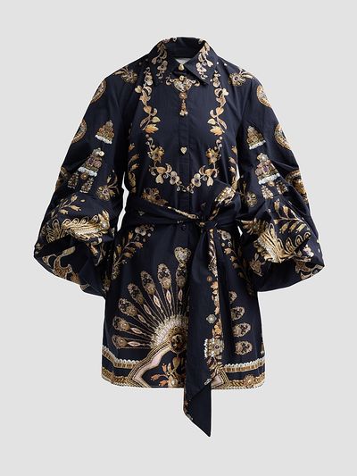 Camilla Women's Embellished Voluminous-Sleeve Mini Shirtdress