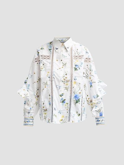 Camilla Women's Floral Cotton Frill Shirt