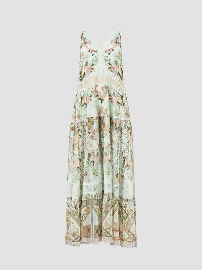 Camilla Women's Floral Silk Trapeze Tiered Dress