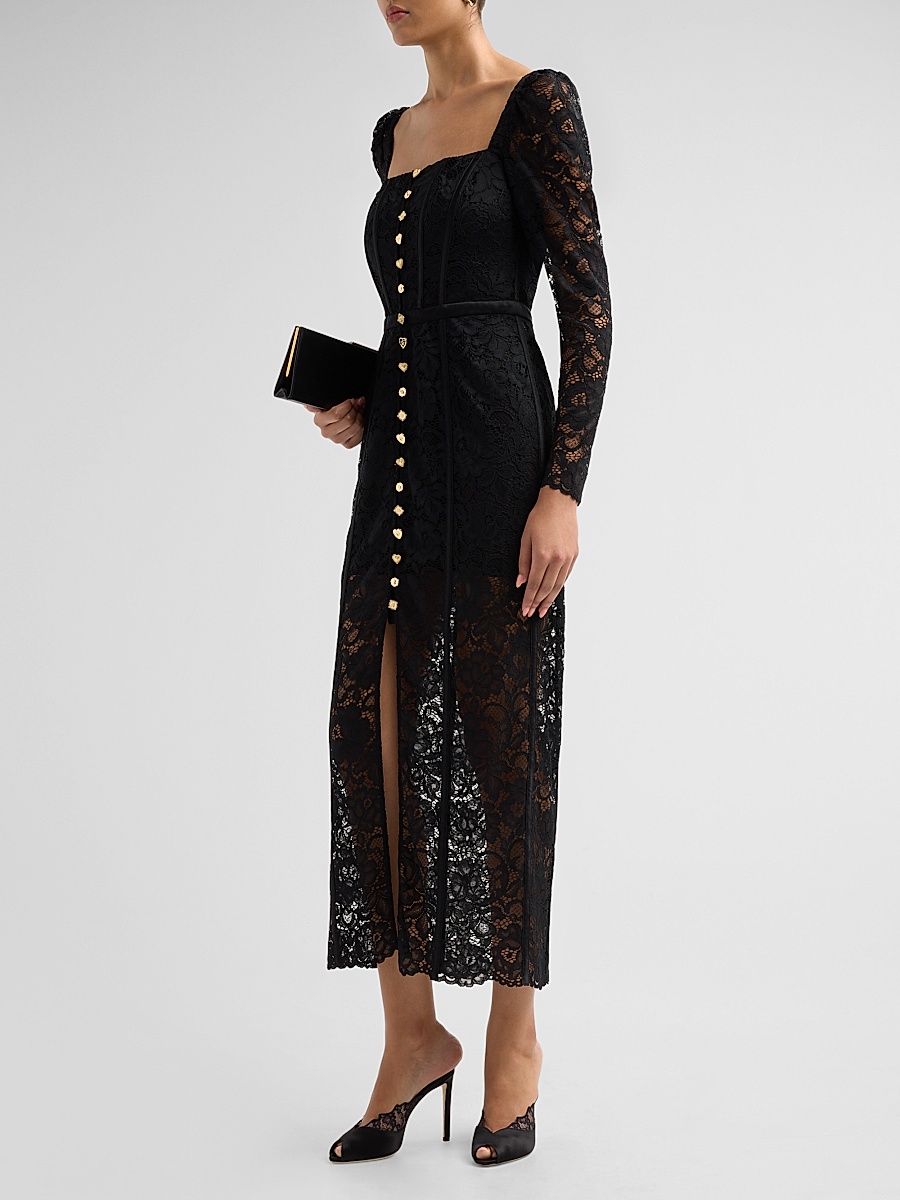 bonded lace dress Bonded Lace Pleated Combo Dress - White