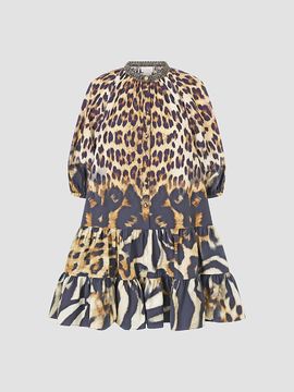 Camilla Women's Leotigra Land Puff Sleeve Mini Shirtdress