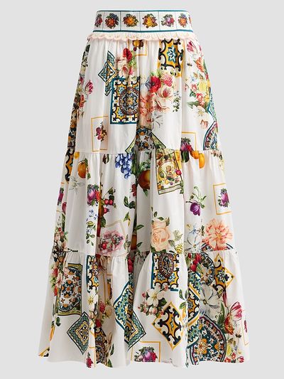 Camilla Women's Magic Of The Mercado Cotton Midi Skirt