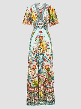 Camilla Women's Magic Of The Mercado Print Silk Maxi Dress