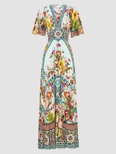 Camilla Women's Magic Of The Mercado Print Silk Maxi Dress
