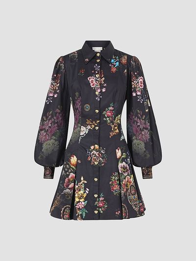 Camilla Women's Night Garden Stretch-Cotton Shirtdress