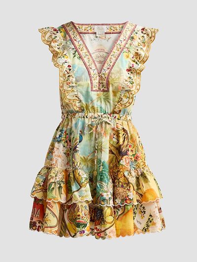 Camilla Women's Printed Cotton Tiered Mini Dress