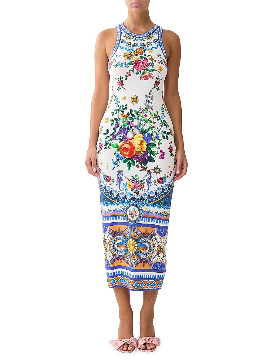 Camilla - Women's Tiles Darls Jersey Tank Midi-Dress