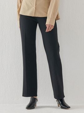 camino Boots Cut High-Waist Elastic Slacks [Black]